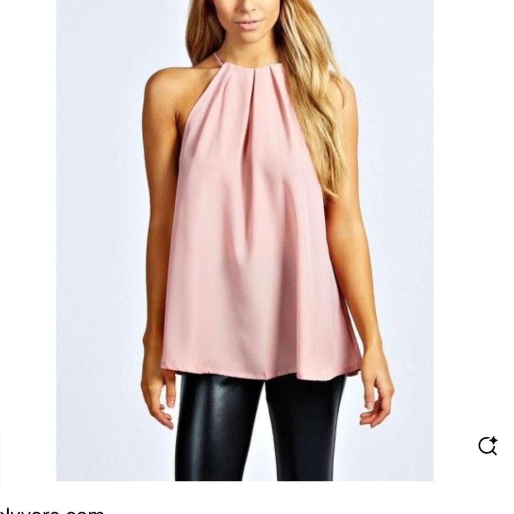 Boohoo Soft Pink Halter Blouse